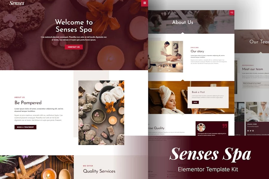 Senses – Template Kit Elementor para salón de belleza Spa