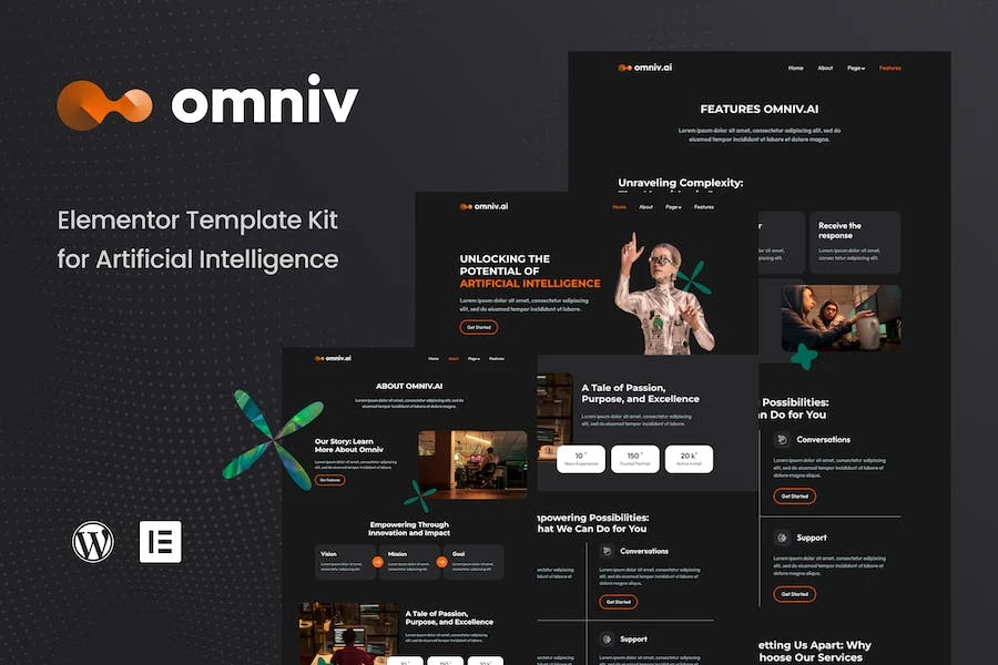 Omniv AI – Kit de plantillas Elementor de Inteligencia Artificial