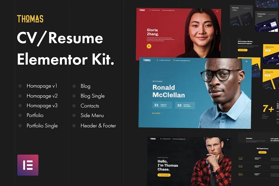 Thomas – Template Kit de Elementor para CV/portafolio